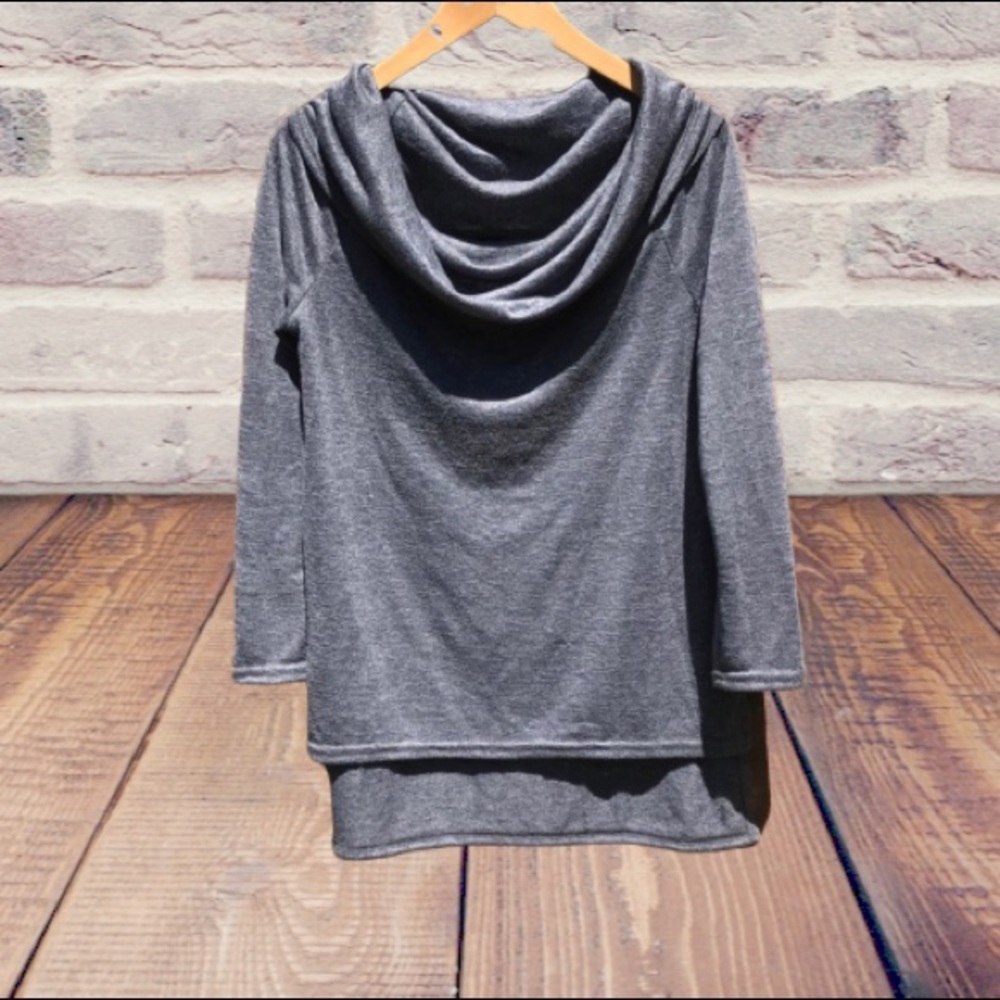 CBR Gray High Low Top With Cowl Neck